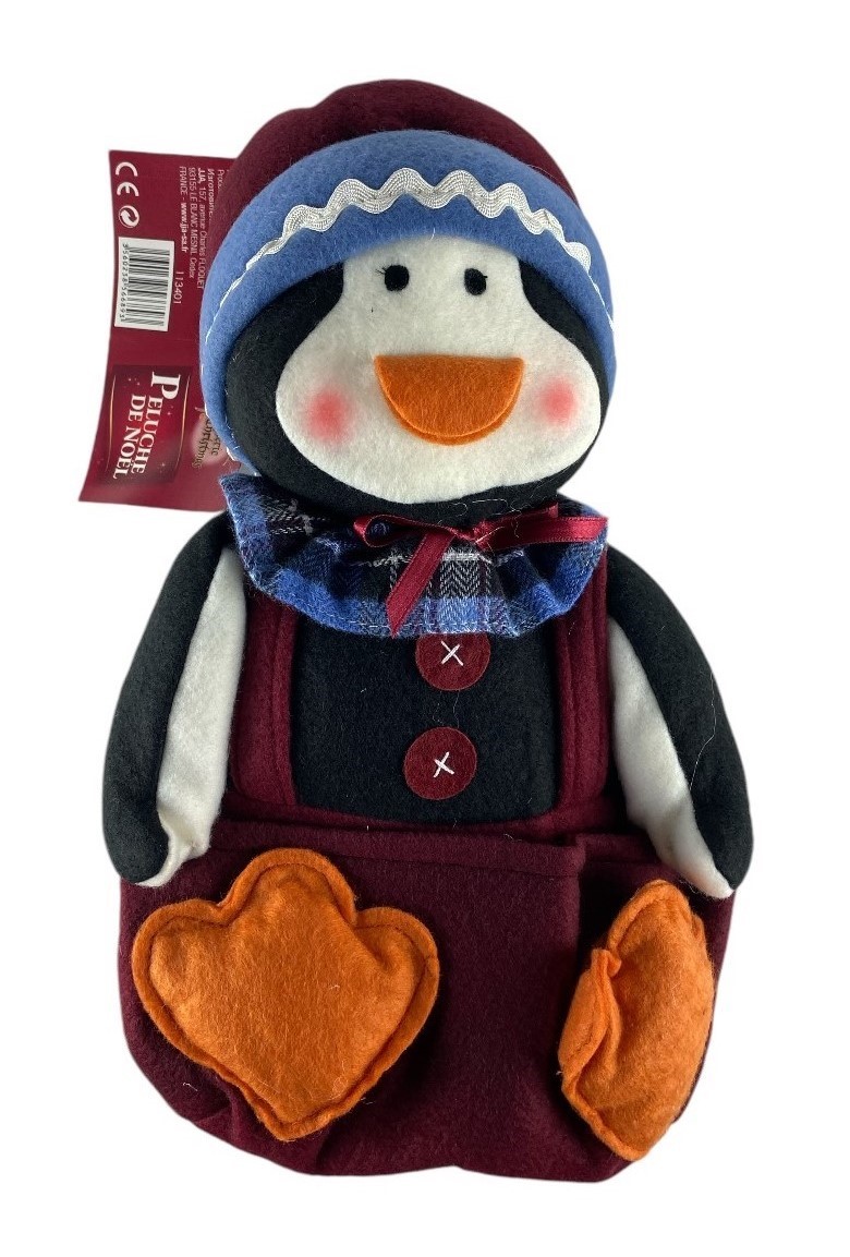 peluche de noel pingouin assis